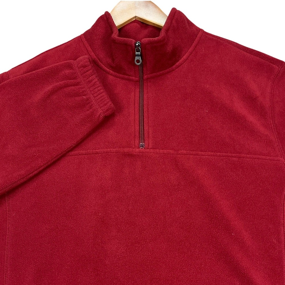 Croft Barrow Pullover Mens Large Red Long Sleeve 1/4 Zip Adjustable Hem Fleece